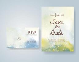 Wedding invitation with abstract watercolor background vector
