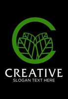 initial c with leaves idea logo design vector