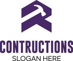 initial r contructions idea logo design vector