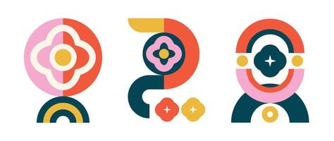 Set of geometric pattern element background . Collection of abstract circle, square, polygon shape with colorful tone. Modern and trendy design for decor, cover, print, interior deco. vector