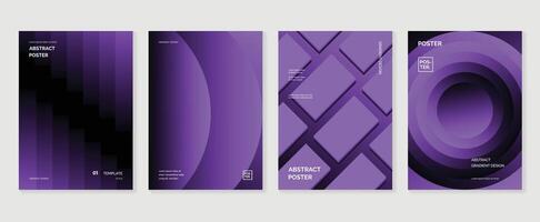 Modern gradient poster background set. Minimalist style cover template with vibrant perspective 3d geometric prism shapes collection. Ideal design for social media, cover, banner, flyer. vector