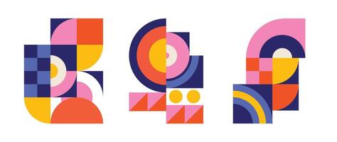 Set of geometric pattern element background . Collection of abstract circle, square, polygon shape with colorful tone. Modern and trendy design for decor, cover, print, interior deco. vector
