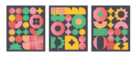 Set of geometric pattern element background . Collection of abstract circle, square, polygon shape with colorful tone. Modern and trendy design for decor, cover, print, interior deco. vector