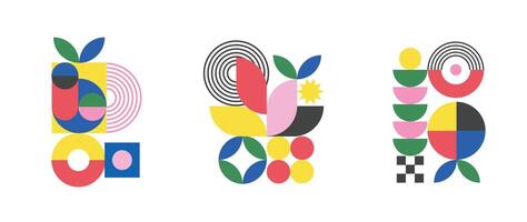 Set of geometric pattern element background . Collection of abstract circle, square, polygon shape with colorful tone. Modern and trendy design for decor, cover, print, interior deco. vector