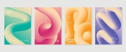 Modern gradient poster background set. Minimalist style cover template with vibrant perspective 3d geometric prism shapes collection. Ideal design for social media, cover, banner, flyer. vector