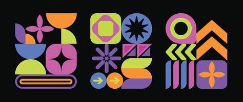 Set of geometric pattern element background . Collection of abstract circle, square, polygon shape with colorful tone. Modern and trendy design for decor, cover, print, interior deco. vector
