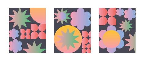 Set of geometric pattern element background . Collection of abstract circle, square, polygon shape with colorful tone. Modern and trendy design for decor, cover, print, interior deco. vector