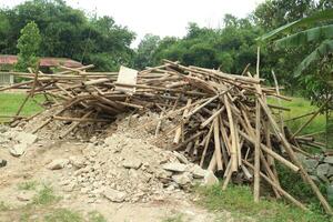 Construction Debris and Wooden Beams photo