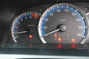 Illuminated Car Dashboard Warning Lights photo