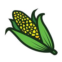 Corn vegetable plant colored icon illustration with outline isolated on square white background. Simple flat farming themed cartoon art styled object drawing. vector