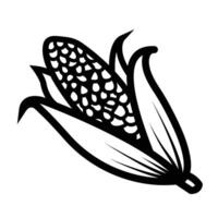 Corn vegetable plant icon illustration with black outline isolated on square white background. Simple flat farming themed cartoon art styled object drawing. vector