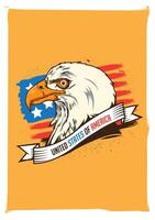 Bald Eagle with an American flag on a yellow background vector