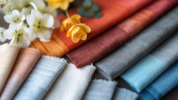 vistoso tela muestras con flores foto