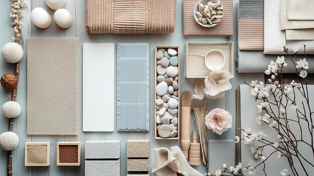 neutral color paleta con texturas y flores foto