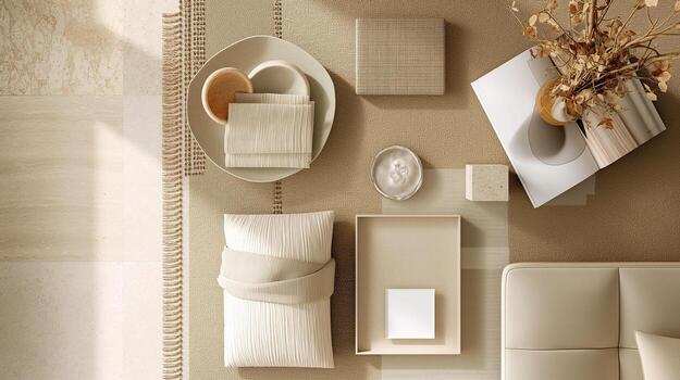 minimalista mesa ajuste con neutral tonos foto