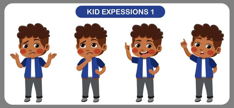 niños con varios expresiones bueno para solicitud en varios diseño y otro promocional necesidades vector