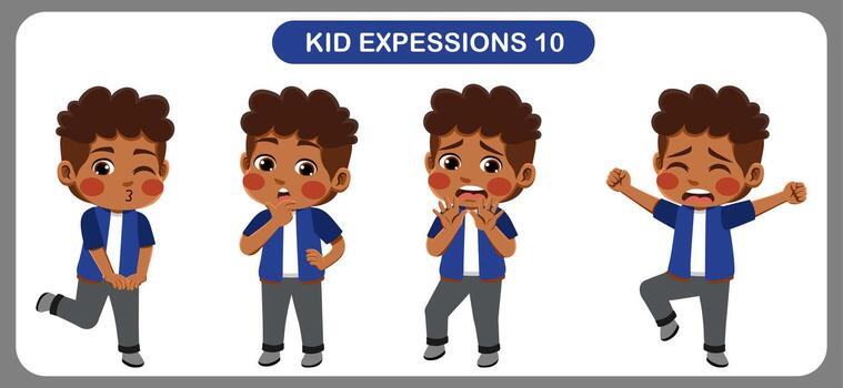 niños con varios expresiones bueno para solicitud en varios diseño y otro promocional necesidades vector