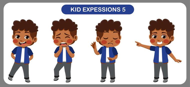 niños con varios expresiones bueno para solicitud en varios diseño y otro promocional necesidades vector