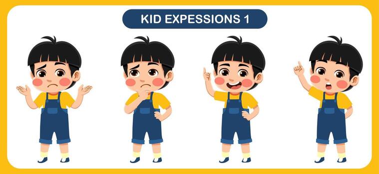 niños con varios expresiones bueno para solicitud en varios diseño y otro promocional necesidades vector