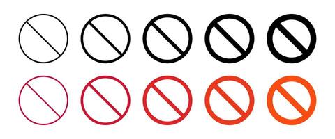 Prohibition Icon Set. Prohibited Symbol Isolated on White Background. Design For Applications, Posters, Web, Social Media. vector