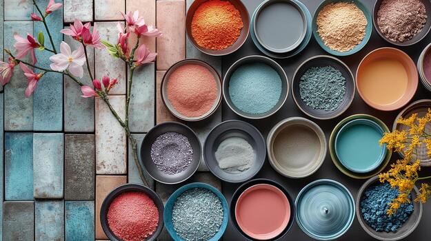 vistoso polvos y flores en loseta antecedentes foto