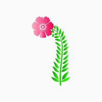 Pink flowers, floral decorated with gorgeous multicolored blooming flowers and leaves border. Spring botanical flat illustration on white background vector