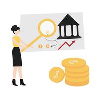 Cryptocurrency blockchain flat design illustration, NFT, Bitcoin Mining, Modern flat cartoon style. illustration on white background vector