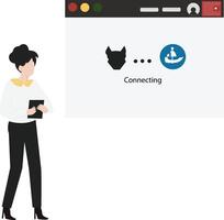 Cryptocurrency blockchain flat design illustration, NFT, Bitcoin Mining, Modern flat cartoon style. illustration on white background vector