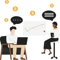 Cryptocurrency blockchain flat design illustration, NFT, Bitcoin Mining, Modern flat cartoon style. illustration on white background vector