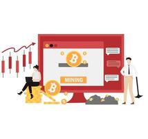 Cryptocurrency blockchain flat design illustration, NFT, Bitcoin Mining, Modern flat cartoon style. illustration on white background vector
