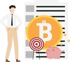Cryptocurrency blockchain flat design illustration, NFT, Bitcoin Mining, Modern flat cartoon style. illustration on white background vector