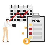 Cryptocurrency blockchain flat design illustration, NFT, Bitcoin Mining, Modern flat cartoon style. illustration on white background vector