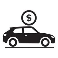 Car with coin Silhouette style white background vector