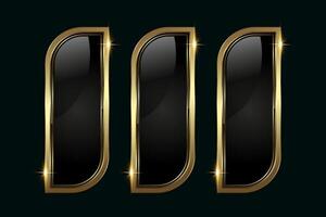 Set of 3 Luxury button in , illustration, three Modern materical premium stoked buttons in template, and shiny gold optionand Premium button on a dark vector