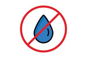 No water icon. water drop with cross. icon related to scarcity. colored outline icon style. water scarcity elements illustration vector