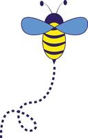 Bee Flying on a Dotted Route with Cartoon Design. Illustration on White Background. vector