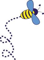 Bee Flying on a Dotted Route with Cartoon Design. Illustration on White Background. vector