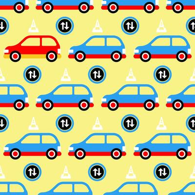 Seamless pattern with car vehicles cartoon