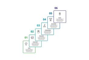 Line infographic with 6 steps, options, parts or processes. Business data visualization vector