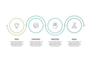 Line infographic with 4 steps, options, parts or processes. Business data visualization vector