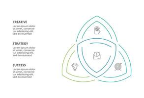 Line infographic with 3 steps, options, parts or processes. Business data visualization vector