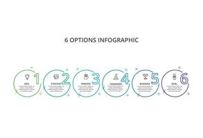 Line infographic with 6 steps, options, parts or processes. Business data visualization vector