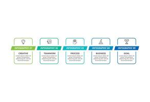 Line infographic with 5 steps, options, parts or processes. Business data visualization vector