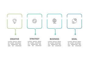 Line infographic with 4 steps, options, parts or processes. Business data visualization vector