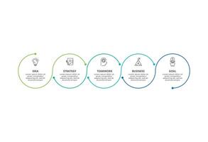Line infographic with 5 steps, options, parts or processes. Business data visualization vector