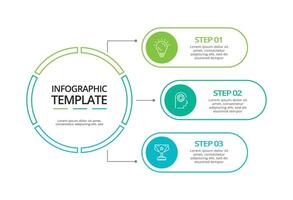 Line infographic with 3 steps, options, parts or processes. Business data visualization vector