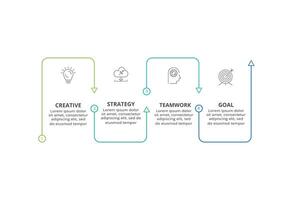 Line infographic with 4 steps, options, parts or processes. Business data visualization vector