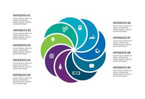 Creative concept for infographic with 9 steps, options, parts or processes. Business data visualization. vector