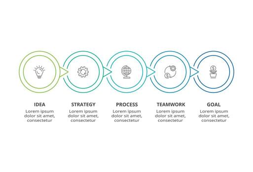 línea infografía con 5 5 pasos, opciones, partes o procesos. negocio datos visualización vector
