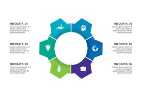 creativo concepto para infografía con 6 6 pasos, opciones, partes o procesos. negocio datos visualización. vector